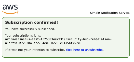 AWS SNS subscription confirmation - required one-time setup