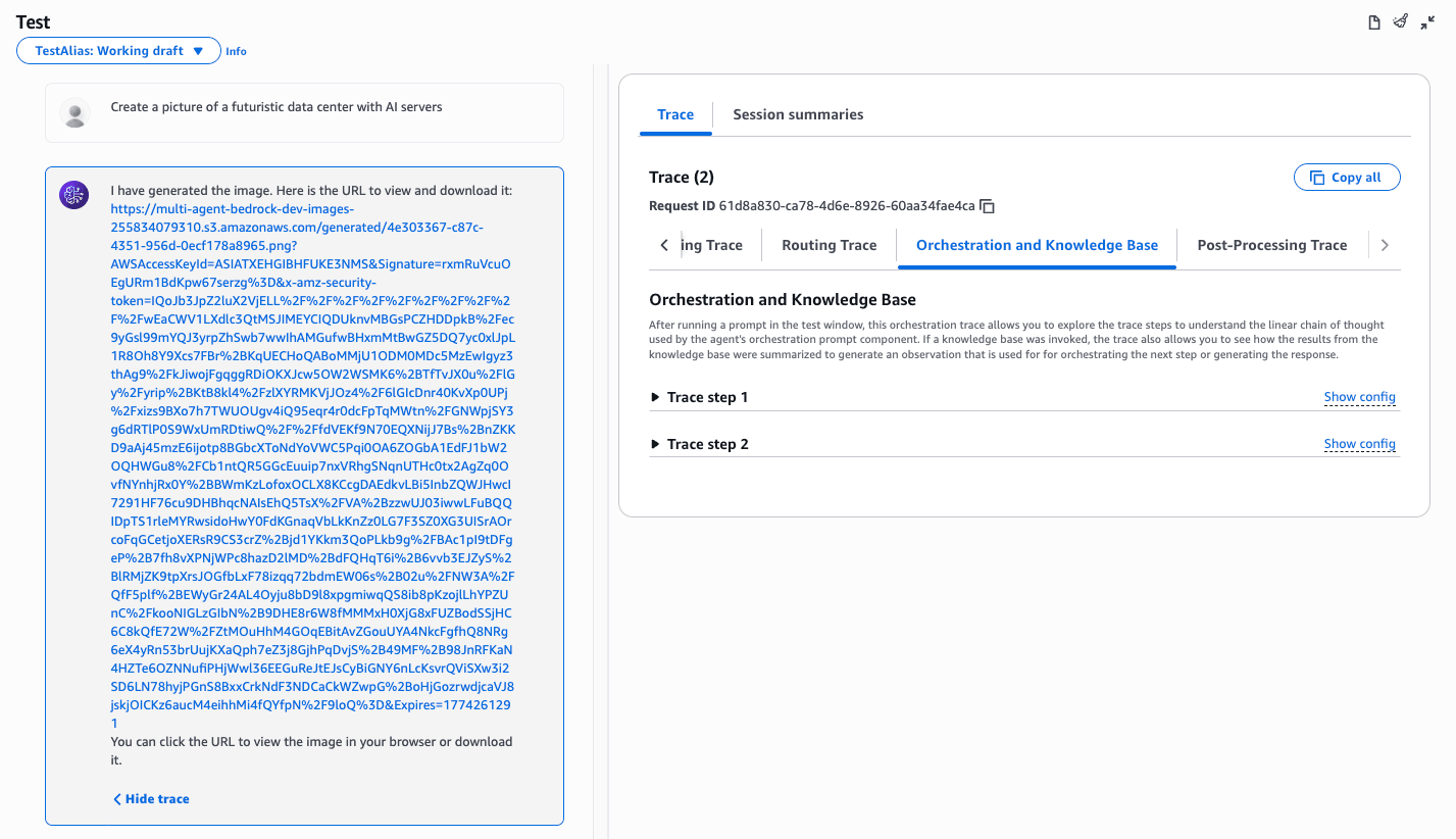 Test showing RAG specialist response with citations